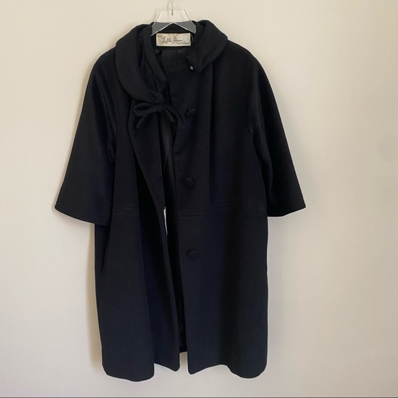 LILLI ANN PARIS black mock neck bow swing coat - Picture 11 of 11